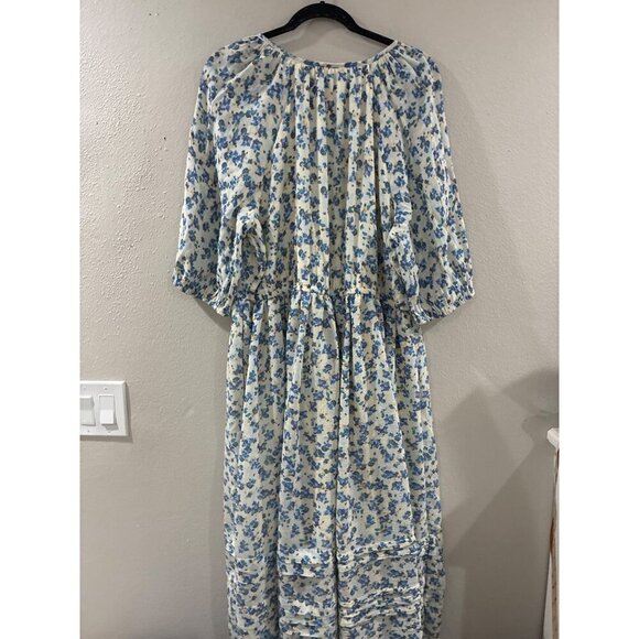 Lane Bryant Dress Womens Puff-Sleeve Tuck-Detail boho Midi Dress size 18 - Picture 4 of 9